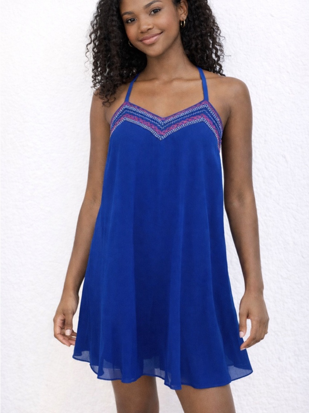 ✨ Sequin Hearts Blue Embroidered Dress – Size Small ✨